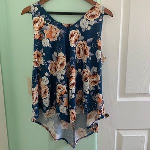 Floral print tank top blouse